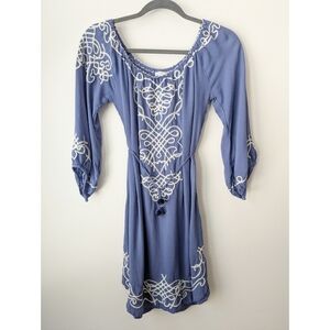 Poupette St Barth Off The Shoulder  Embroidered Shift Dress